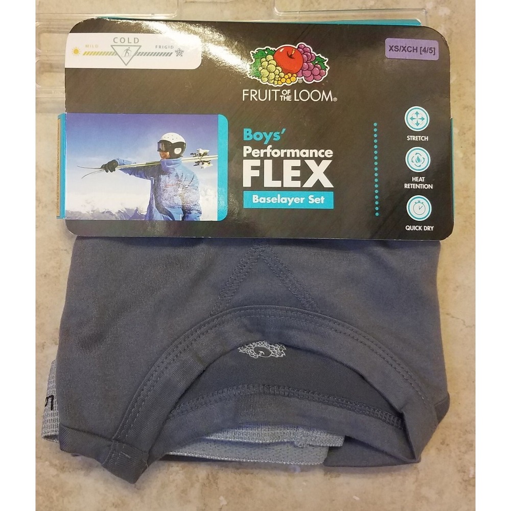 Fruit of the Loom‎ Boys Performance Flex Baselayer Set 2pc Gray XS (4/5)